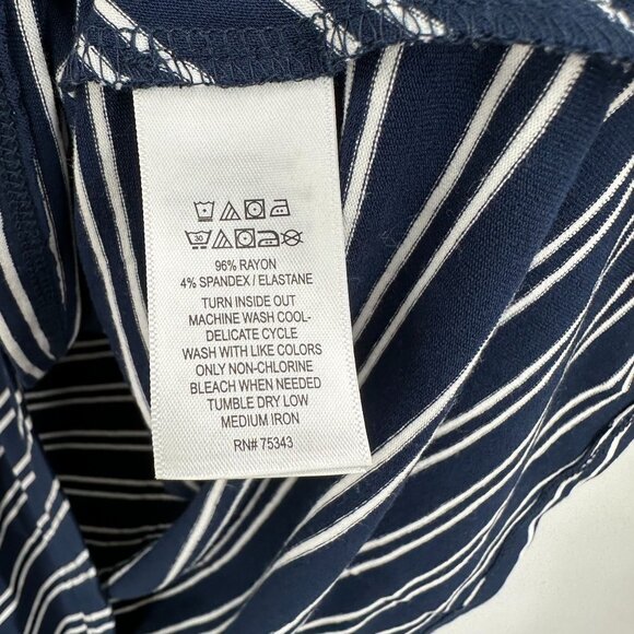 Adrienne Vittadini Women's Striped Wrap Skirt Navy/White Jersey Knit Medium - Picture 5 of 7